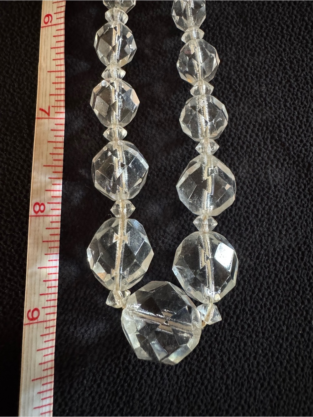 Vintage Graduated Clear Faceted Glass Crystal Bead Necklace 48g - Picture 2 of 6